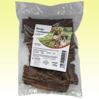 Rinderdörrfleisch 250g für Hunde von Diana in Originaltüte