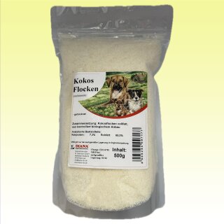 Diana Kokosflocken 500g in transparenter Originaltüte für Hunde
